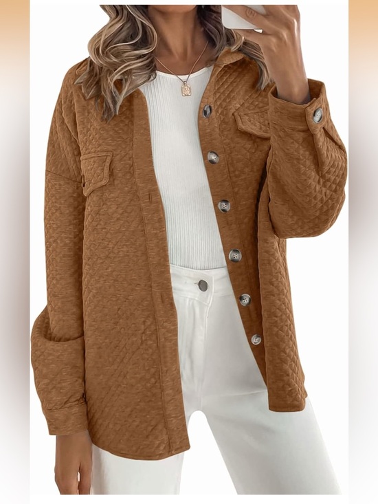 Zesica Jackets & Blazers - NWT Casual Long Sleeve Button Down Loose Lightweight Shacket Shirt Jacket Coat M